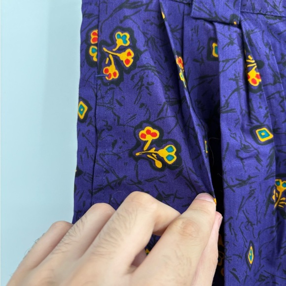 Women’s Vintage 80s Retro Y2K High Waist Floral Pattern Purple Short Size 4(27) - Picture 9 of 16
